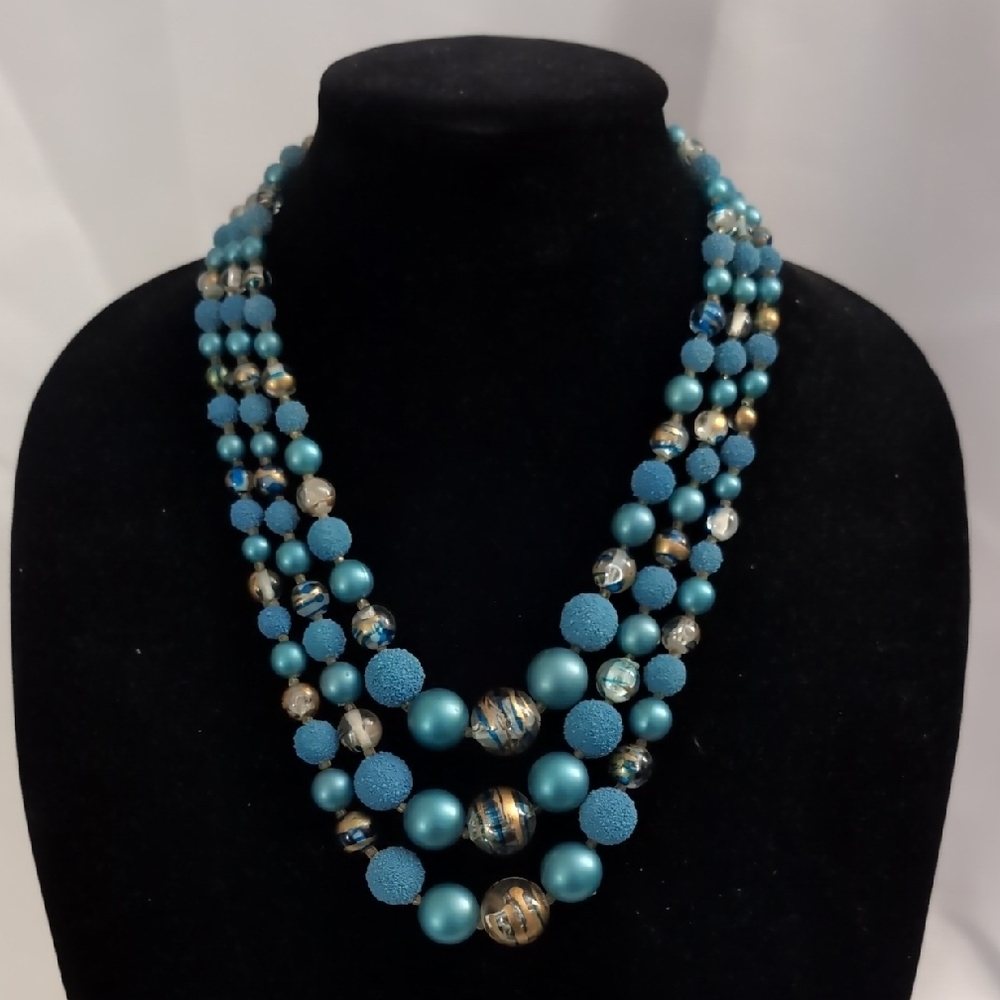 Vtg Multi Layered Beaded Necklace